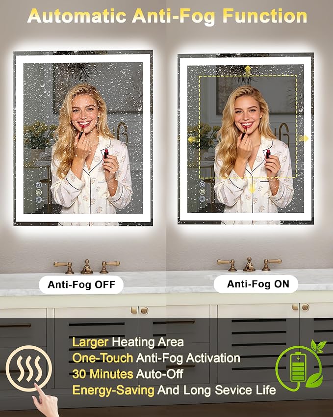 60x36 LED Bathroom Mirror with Lights, Super Bright Front & Backlit Vanity - Image 4