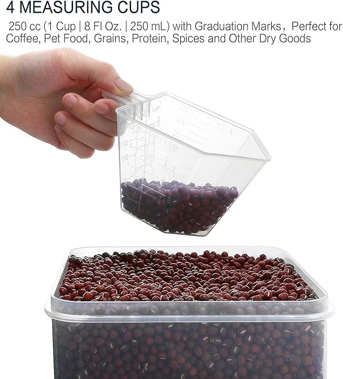 M MCIRCO Extra Large 7qt / 6.5L/220oz Tall Food Storage Containers, WIDE & DEEP, 4-Piece Plastic Airtight Kitchen Pantry Storage Containers for Flour, Sugar, with 4 Measuring Cups,20 Labels