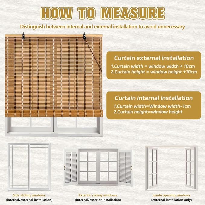 23x48 Inch Bamboo Blinds for Interior Windows, Light-Filtering & Privacy - Image 7