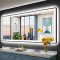 84x32 Black Framed LED Bathroom Mirror by Awandee
