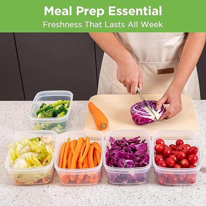 10-Pack Food Storage Containers with Airtight Leakproof Lids, BPA-Free Meal Prep Containers for Microwave/Dishwasher/Freezer, Pink, 47.3oz Each