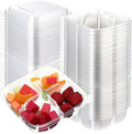 100 Pack 4-compartment Bento Snack Boxes with Lids Divided Lunch Containers for Travel School Camping Outdoor Home (Clear)