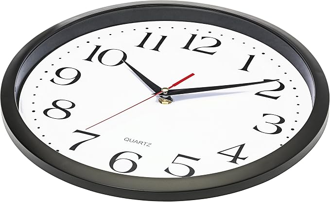 Bernhard Products Black Wall Clock Silent Non Ticking 12 Inch Quality Quartz - Image 3