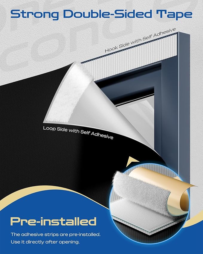 43" W x 36" L 100% Portable Blackout Curtains, Total Darkness No-Drill Black - Image 2