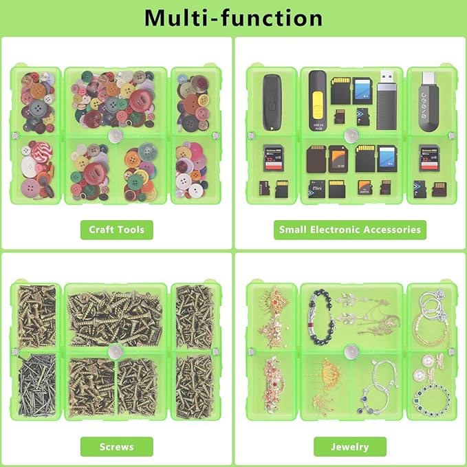 FYY Daily Pill Organizer,7 Compartments Portable Pill Case Travel Pill Organizer,[Folding Design] Large Pill Box for Purse Pocket to Hold Vitamins,Cod Liver Oil,Supplements and Medication-Clear Green