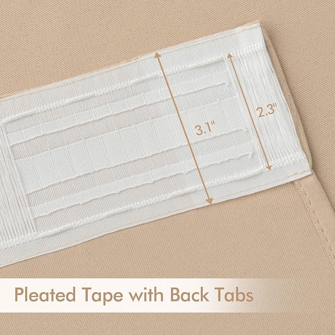 MIULEE Back Tab Beige Curtains 90 Inch Long 2 Panels Set - Image 4