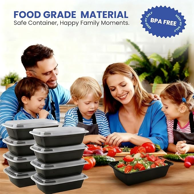 50 Pack 32 oz Meal Prep Leftover Containers Reusable BPA Free, Disposable Food Containers with Lids, To-Go Food Containers Leakproof Airtight, Microwave & Freezer Safe