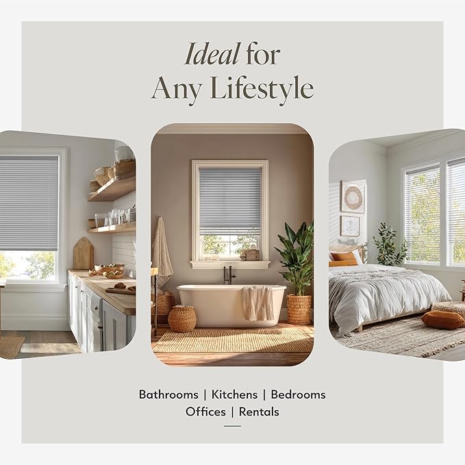 CHICOLOGY Cordless Mini Blinds for Indoor Windows, 33.5" W x 48" H, Light - Image 3