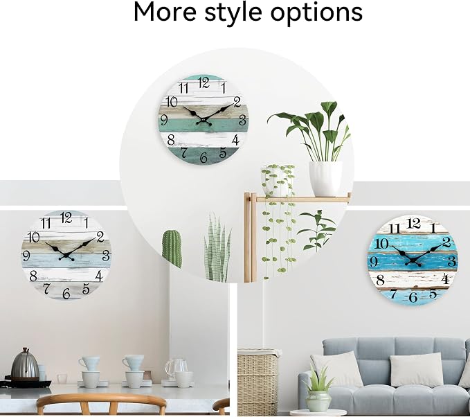 CHYLIN Wall Clock 12 Inch Bathroom Clock, Rustic Wall Clocks Battery Operated - Image 3