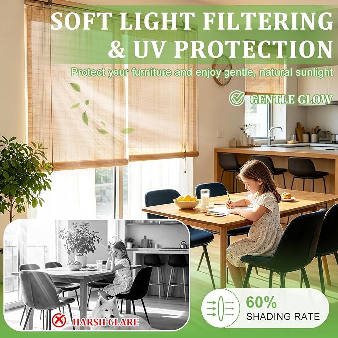 Bamboo Blinds 40x72 inch Bamboo Roman Shades - Image 4