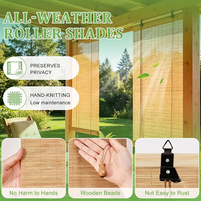 Bamboo Blinds 40x72 inch Bamboo Roman Shades - Image 2