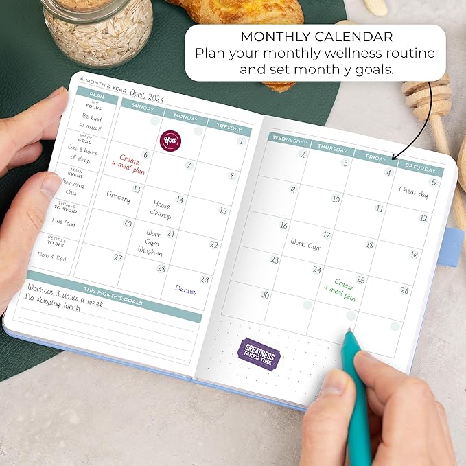 Clever Fox Food Journal Pocket - Daily Food Diary, Meal Planner to Track Calories & Nutrients, Weight Loss Tracker Notebook, 4x5.5” (Light Blue)