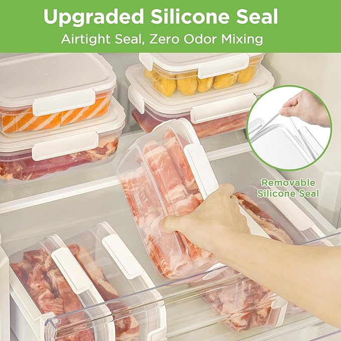 10-Pack Food Storage Containers with Airtight Leakproof Lids, BPA-Free Meal Prep Containers for Microwave/Dishwasher/Freezer, White, 28.7oz Each