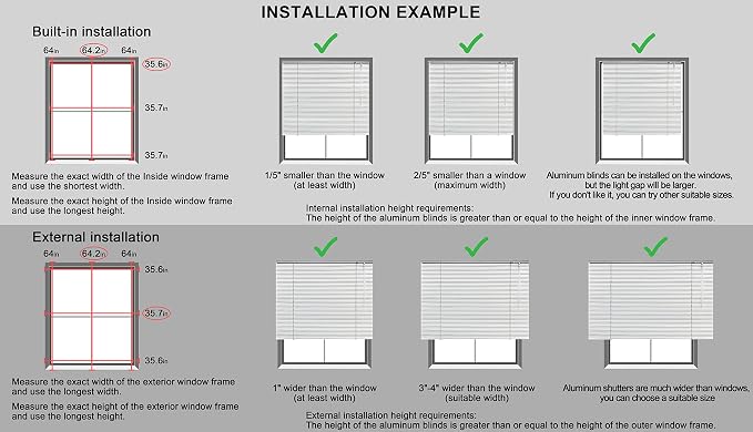 YIIBAII Mini Blinds Suitable for 41" W x 64" H Windows 1" Aluminum Horizontal - Image 7