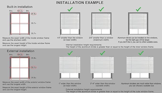YIIBAII Mini Blinds Suitable for 47.5" W x 64" H Windows 1" Aluminum Horizontal - Image 7