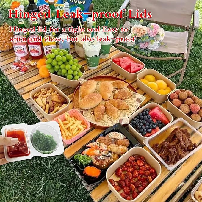 25 Sets Reusable Snack Containers Double Compartment Snackle Box Container with Lids - Leak-Proof BPA-Free Food Storage, Condiments Portion Control Dip Cups for Kids School Lunches, Meal Prep, Takeout