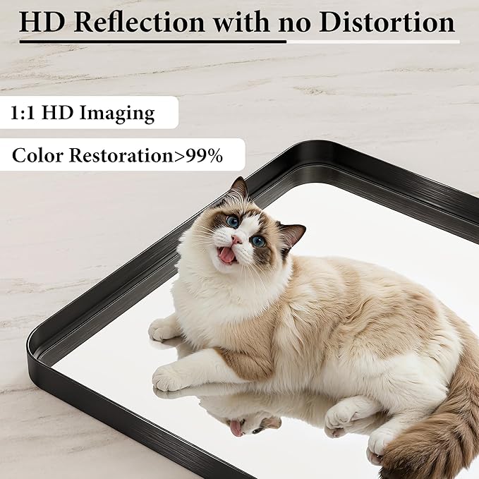 32x40 Inch Metal Black Framed Bathroom Mirror - Image 2