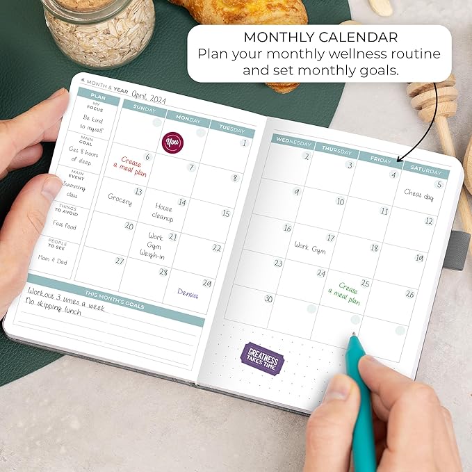 Clever Fox Food Journal Pocket - Daily Food Diary, Meal Planner to Track Calories & Nutrients, Weight Loss Tracker Notebook, 4x5.5” (Silver Black)