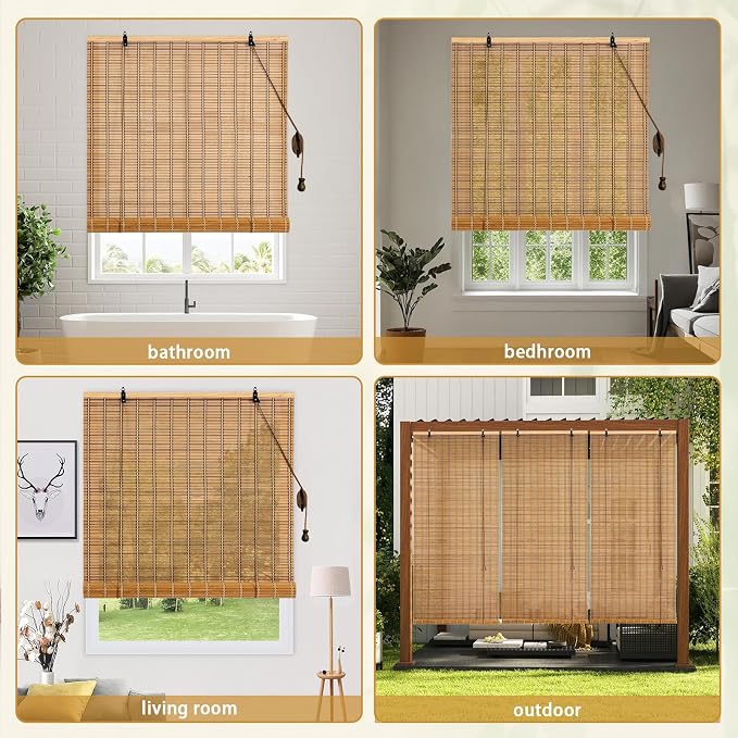 Bamboo Roman Shades Blinds for Windows - Image 6