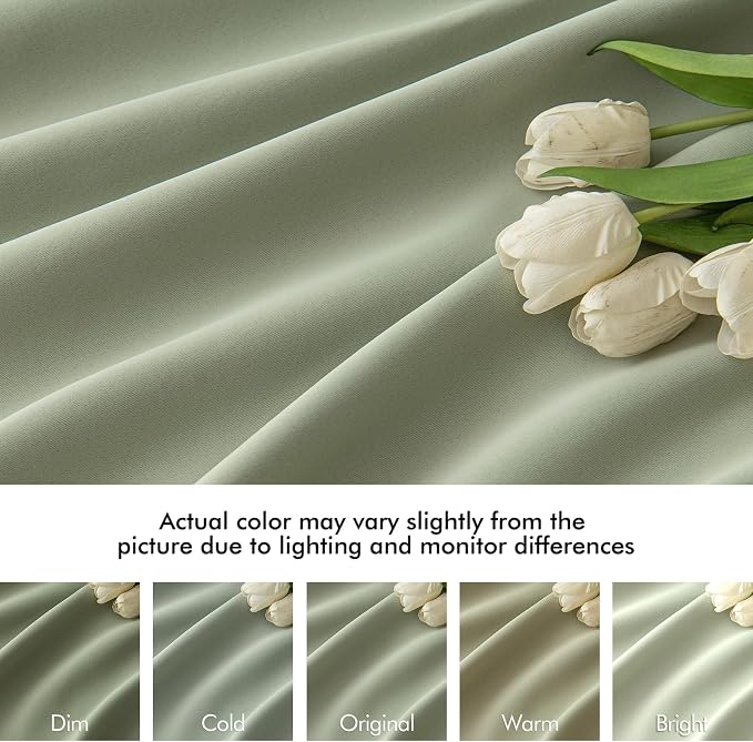 MIULEE Sage Green Back Tab Blackout Curtains 96 Inch Length 2 Panels Set - Image 8