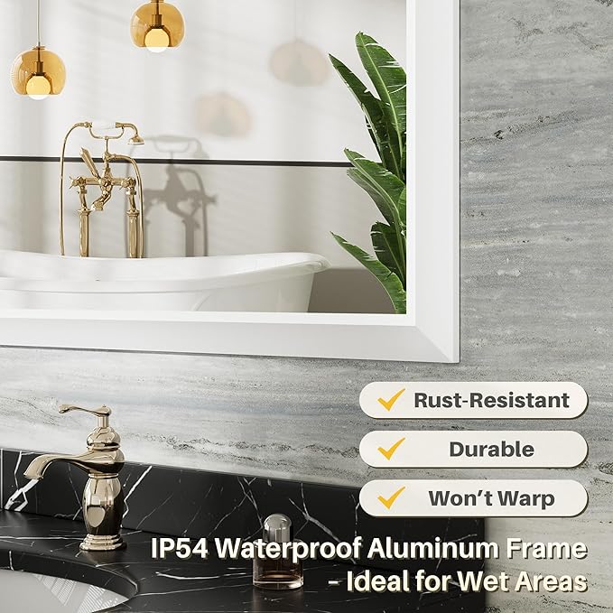 24x32 Inch White Bathroom Mirror - Image 3