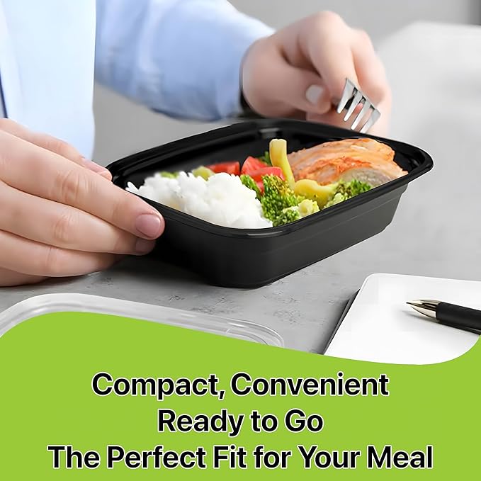 Meal Prep Containers [50 Set] x [16 oz] with Lids, 1 compartment, Stackable, Reusable, Leakproof, Food Safe, Microwave, Freezer & Dishwasher Safe for Food Prep Storage Bento (50 Set, 16 oz)