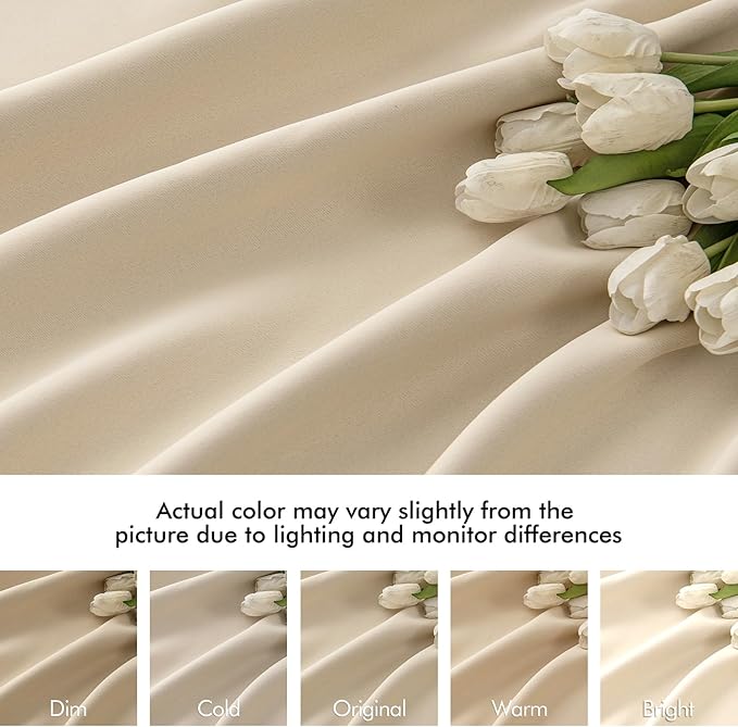 MIULEE Back Tab Cream Beige Curtains 96 Inch Long 2 Panels Set - Image 8