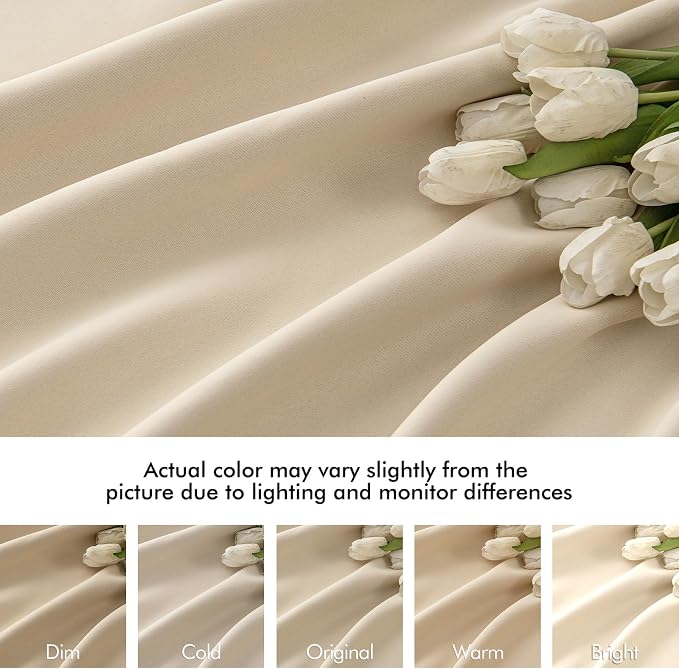 MIULEE Back Tab Cream Beige Curtains 105 Inch Long 2 Panels Set - Image 8