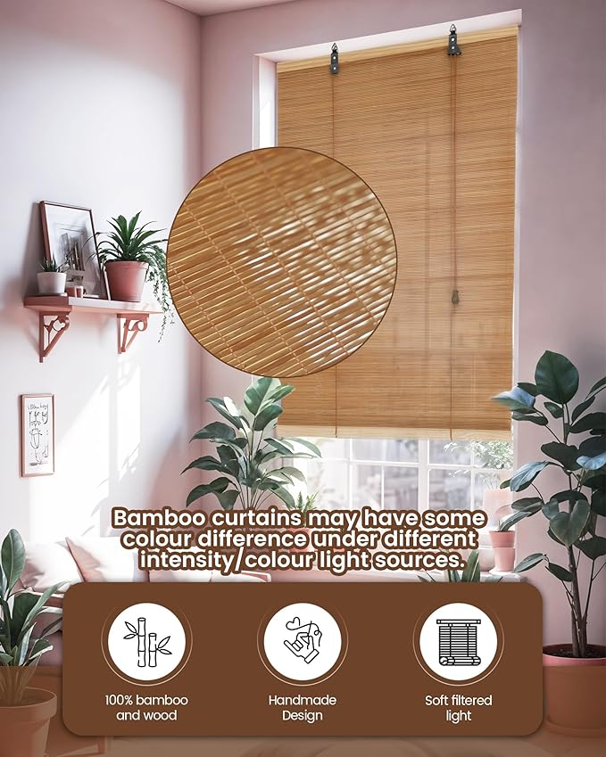 35" Wx64 H Bamboo Blinds Roller Shades - Image 5
