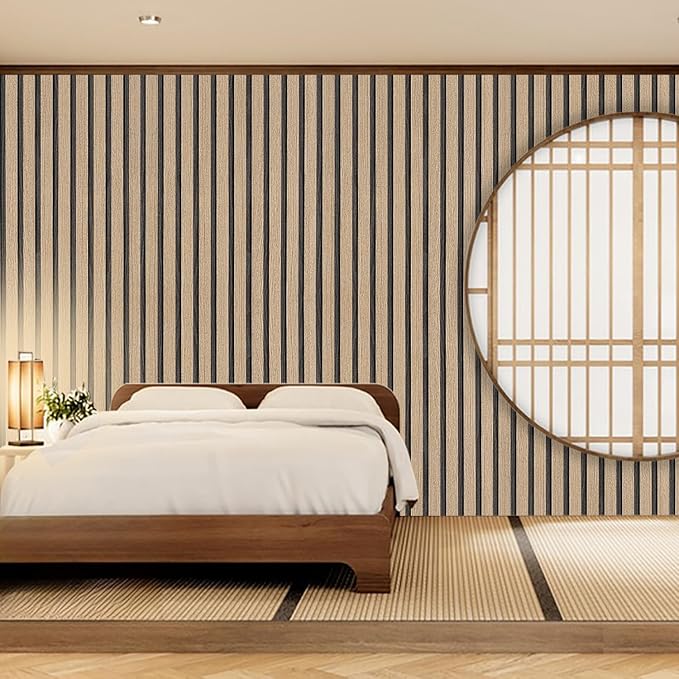 Peel and Stick Wallpaper Textured Brown Wood Slat 35.4x200 Inch Self-Adhesive - Image 5