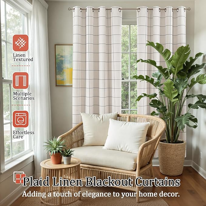 Lajode Plaid Curtains Pattern Printed 90 Inches Long - Image 2
