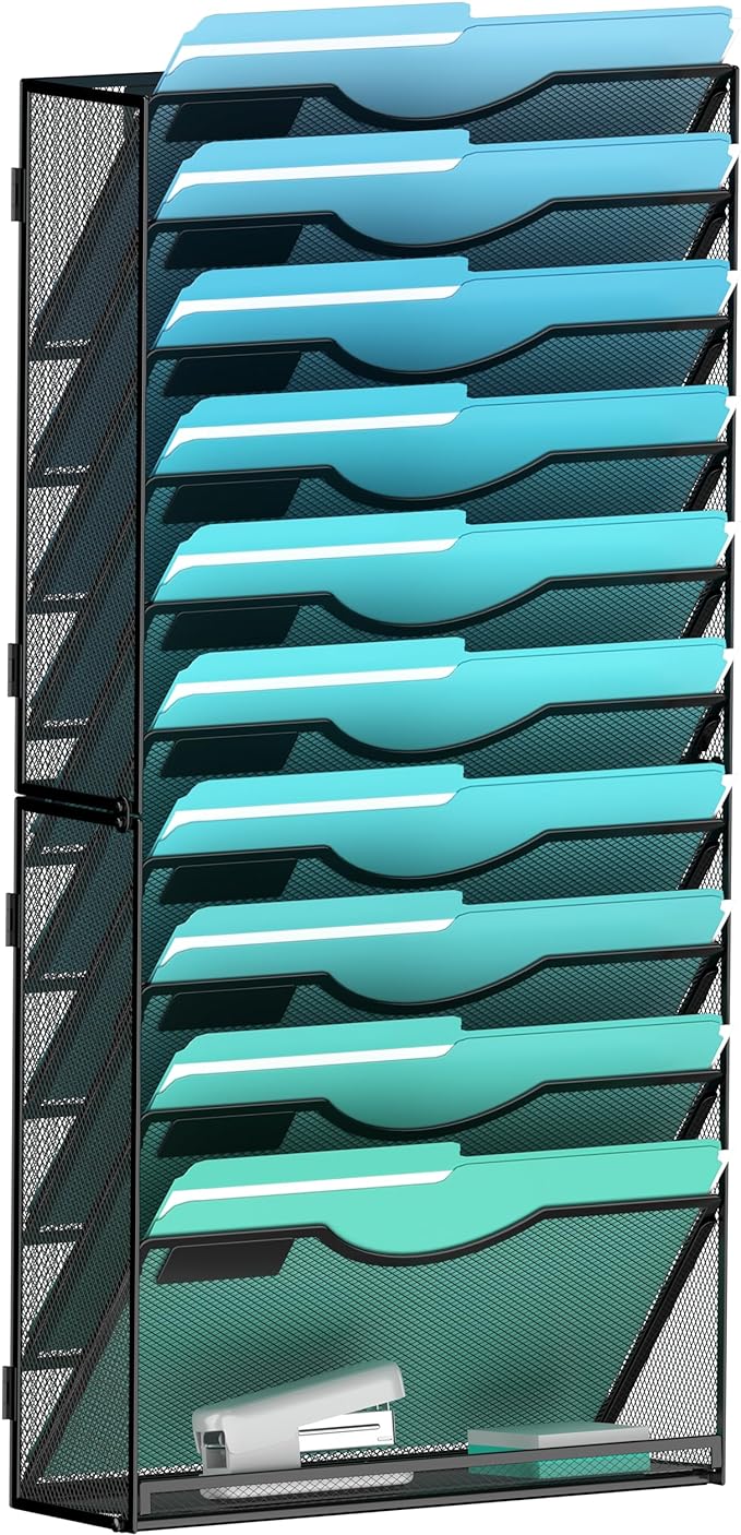 Gawerk 11-Tier Wall File Organizer Hanging Wall File Holder Wall Mount Paper by Gawerk