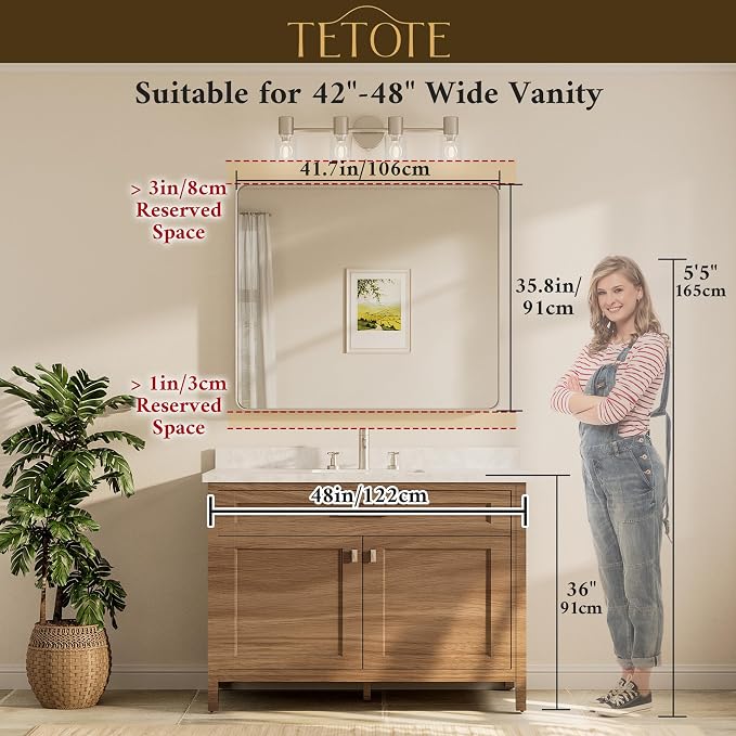 TETOTE 42 x 36 Inch Gold Mirror - Image 8