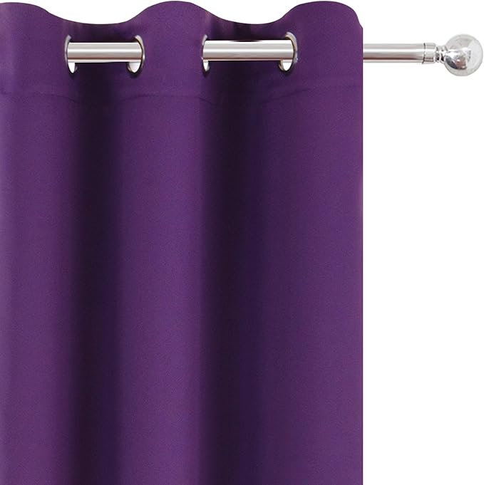 LEMOMO Purple Blackout Curtains 34 x 63 Inch Length/Set of 2 Curtain - Image 7