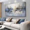 VHMING Abstract Wall Art Wall Decor Blue and Gray White Modern Canvas Wall by VHMING
