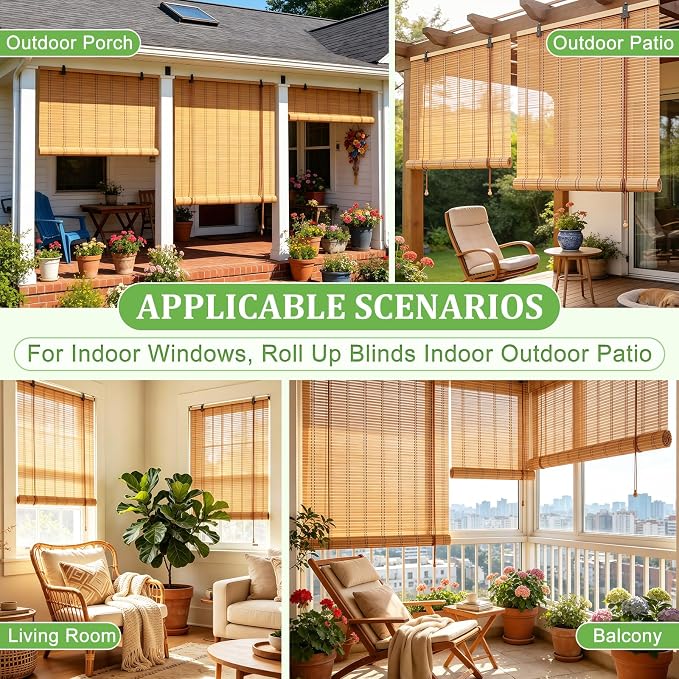 Bamboo Blinds 42x48 inch Bamboo Roman Shades - Image 5