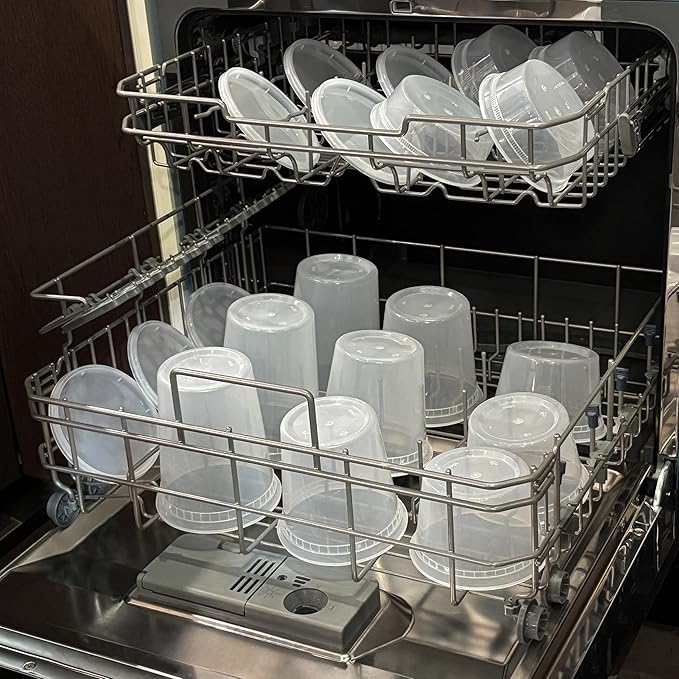 TashiBox Deli Food Containers with Lids 48 Sets (16 & 32 oz 24 Each) - Plastic Food Storage Containers - Clear Disposable Meal Prep Containers, BPA Free, Leakproof, Microwave and Freezer Safe