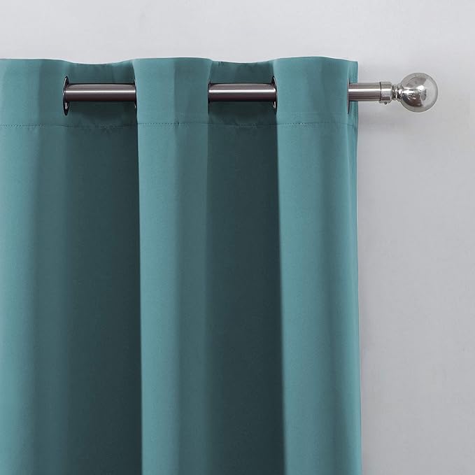 LEMOMO Sea Teal Thermal Blackout Curtains/42 x 63 Inch/Set of 2 Panels Room - Image 7