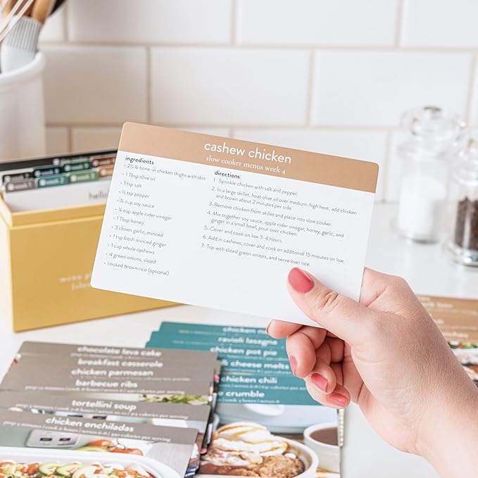 PPP Meal Planner with 72 Photo Recipe Cards (Slow Cooker) - Weekly Menu Planner | Recipe Box | 12 Reusable Grocery Lists | 5 Blank Cards | Card Protectors | Easy Recipe Ideas with Pictures