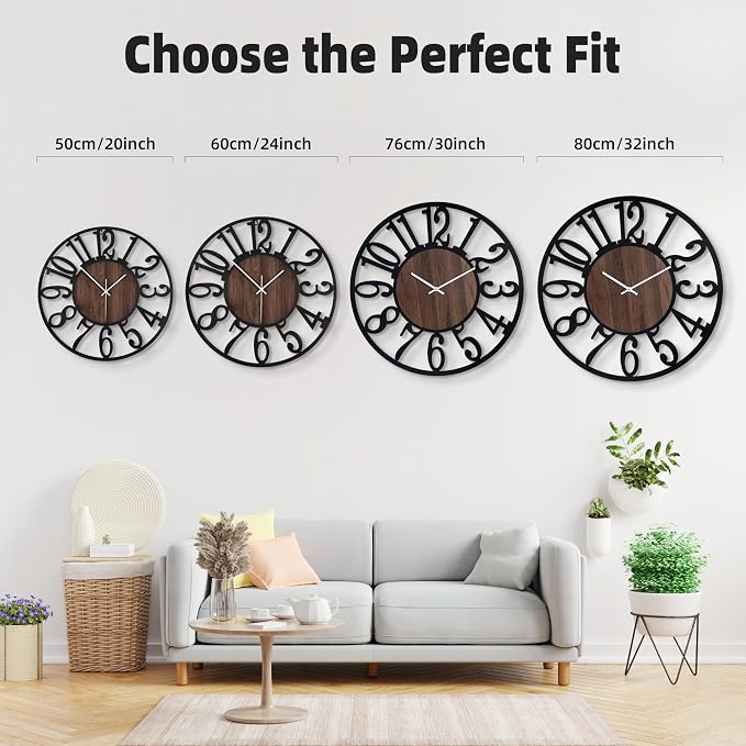 20'' Silent Wall Clock with Night Light, Glow in The Dark Decorative Wall Clock - Image 3
