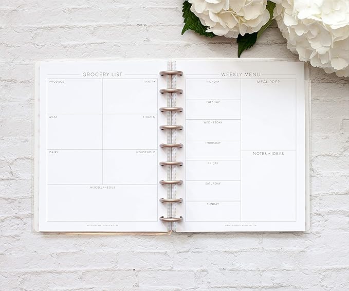 BetterNote Meal Plan Refill Pages for Discbound Planners, Fits Levenger Circa, TUL, Happy Planner, Staples ARC, Menu, Grocery List (6 months, 9-Disc, 7"x9.25")