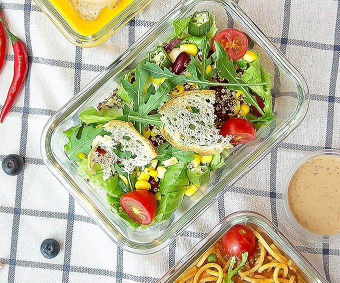 MCIRCO 8-Pack 30 oz Glass Meal Prep Containers - Airtight Glass Lunch Containers with Lids, Microwave, Oven, Freezer & Dishwasher Safe, Green