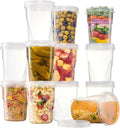 PLASTICPRO 12 Pack Twist Cap Food Storage Containers with Clear Screw on Lid- 32 oz Reusable Meal Prep Containers - Freezer and Microwave Safe Clear Plastic Food Storage