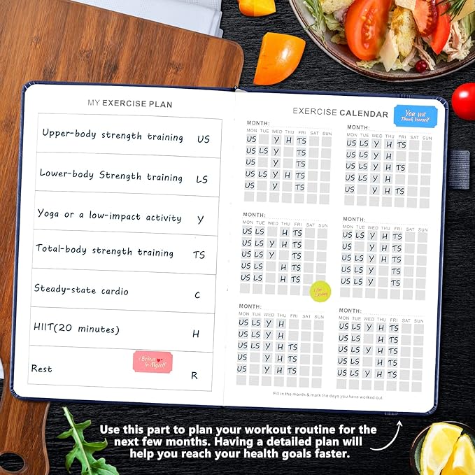 JUBTIC Meal Planner Notebook, Weekly & Daily Meal Prep Journal with Shopping and Grocery Lists for Food Planning Menu Planning Healthy Diet and Habits Tracker, Last 1 Year,Undated, A5, Green