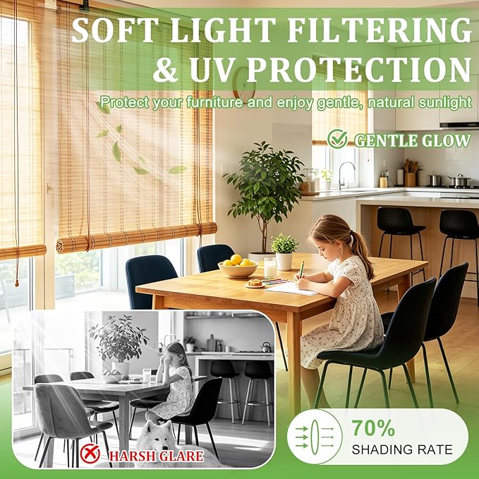Bamboo Blinds 32x48 inch Bamboo Roman Shades - Image 4