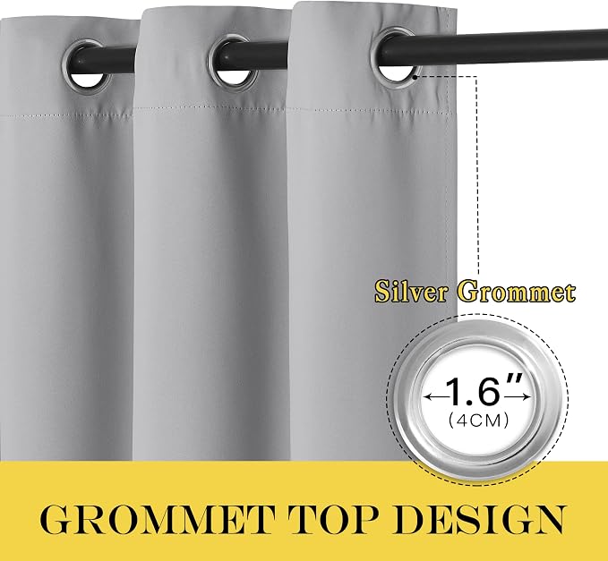 NICETOWN Blackout Silver Grey Curtains 90 inch Length - Image 3