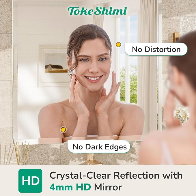 TokeShimi 42x36 Beveled Frameless Bathroom Mirror Decorative, Bathroom Vanity - Image 5