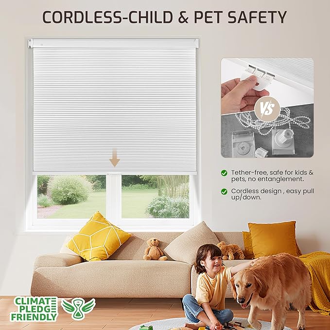 Grandekor No Tools No Drill Cordless Cellular Shades, 33.5" W × 64" H, UV - Image 4