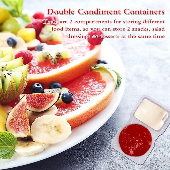 25 Sets Reusable Snack Containers Double Compartment Snackle Box Container with Lids - Leak-Proof BPA-Free Food Storage, Condiments Portion Control Dip Cups for Kids School Lunches, Meal Prep, Takeout