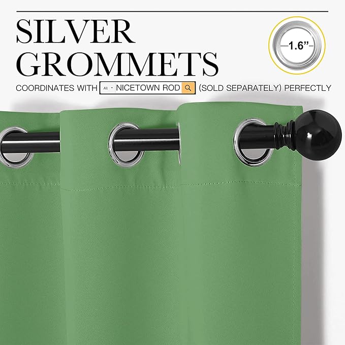 NICETOWN Froest Green Blackout Curtains 96 inches Length - Image 2
